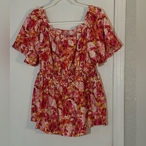 Bebonnie Off shoulder Floral Tunic Women's Top Size L